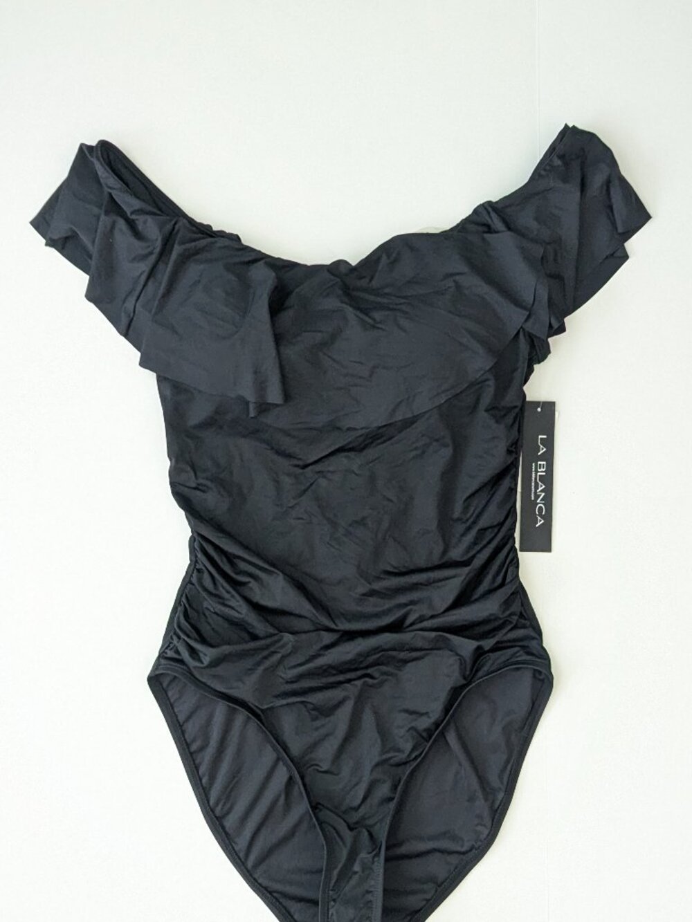 La Blanca Island Goddess Off The Shoulder One Piece Swimsuit Black Womens 14